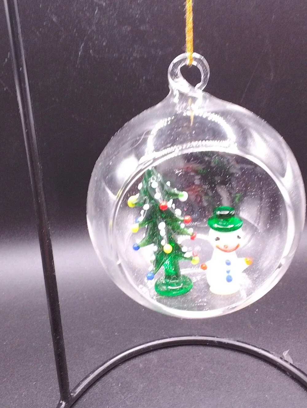 Vecchia Handblownglass Ornament W Christmas Tree And Santa